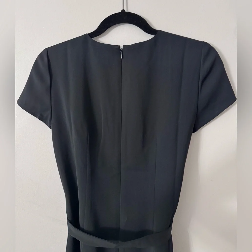 J. Crew Black Short-Sleeve Belted Sheath Dress